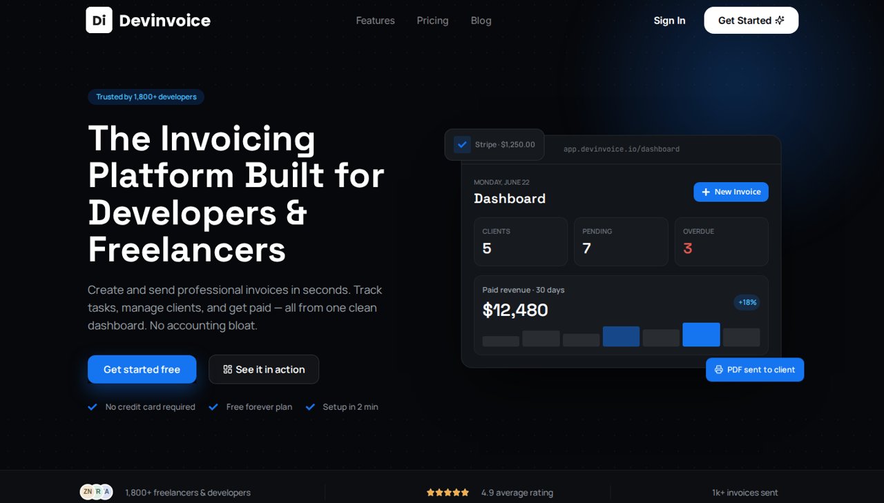 DevInvoice – invoicing platform for developers and freelancers, built by Alpha Web Creation